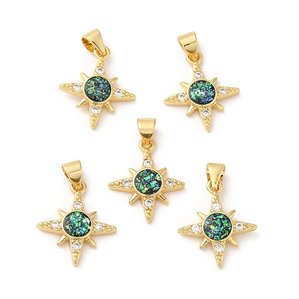 

PandaHall Rack Plating Brass Micro Pave Cubic Zirconia with Synthetic Opal Pendants, with Jump Ring, Lead Free & Cadmium Free, Long-Lasting..., Green