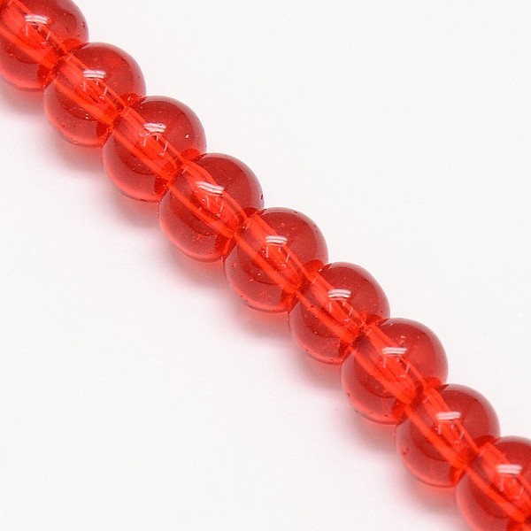 

PandaHall Crystal Glass Round Beads Strands, Red, 6mm, Hole: 1mm, about 69pcs/strand, 16.1 inch Glass Round Red