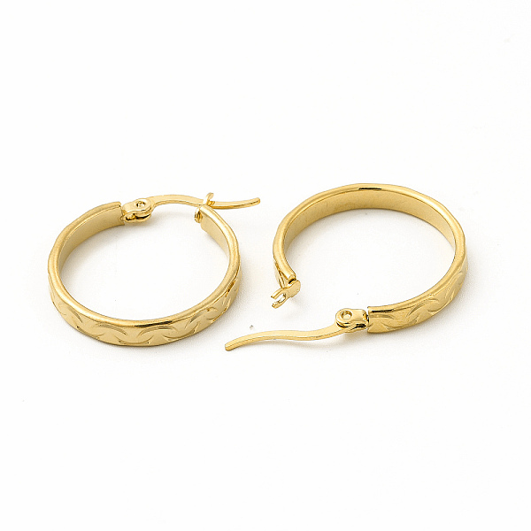 

PandaHall 201 Stainless Steel Grooved Hoop Earrings with 304 Stainless Steel Pins for Women, Golden, 19x20x2mm, Pin: 0.6x1mm 201 Stainless...