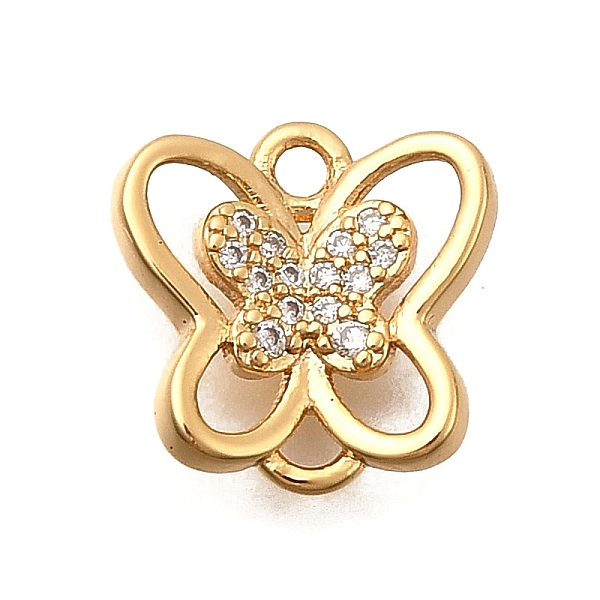 Breloques connecteurs papillon en laiton micro pavé de zircones cubiques