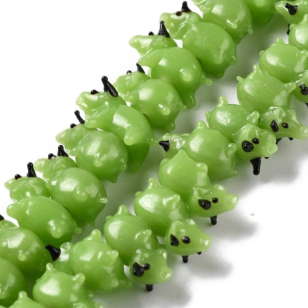 

PandaHall Handmade Lampwork Beads, Bumpy, Cattle, Lime, 18~22x9~11x8~12mm, Hole: 2mm, about 40pcs/strand, 13.58 inch(34.5cm) Lampwork Cattle..., Green