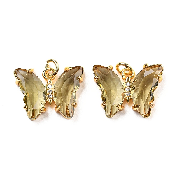 

PandaHall Brass Micro Pave Clear Cubic Zirconia Pendant, with Glass, Butterfly, Golden, Slate Gray, 18mm Brass+Glass Butterfly