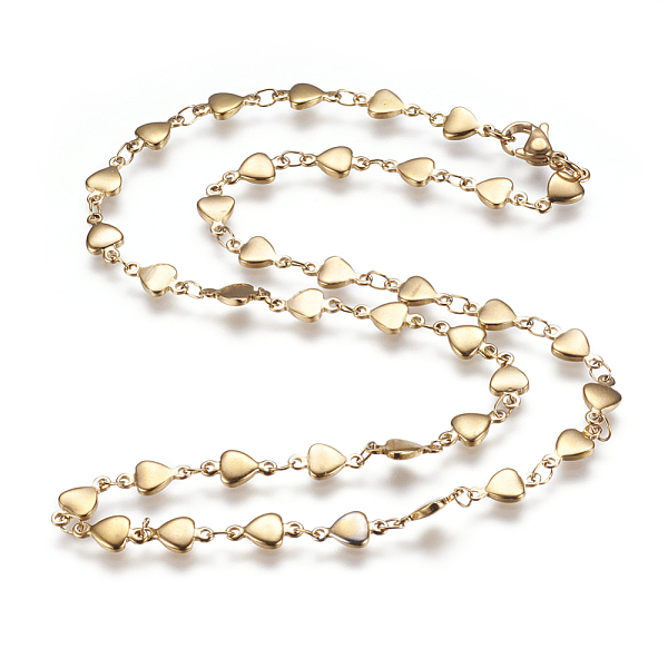 

PandaHall 304 Stainless Steel Chain Necklaces, with Lobster Claw Clasps, Ion Plating (IP), Heart, Golden, 17.7 inch~17.9 inch(45~45.5cm)...