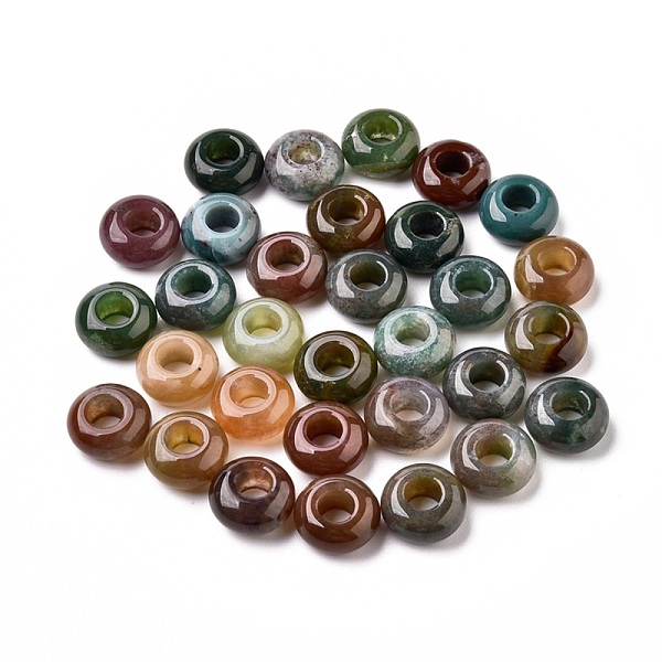 

PandaHall Natural Indian Agate European Beads, Large Hole Beads, Rondelle, 12x6mm, Hole: 5mm Indian Agate Rondelle