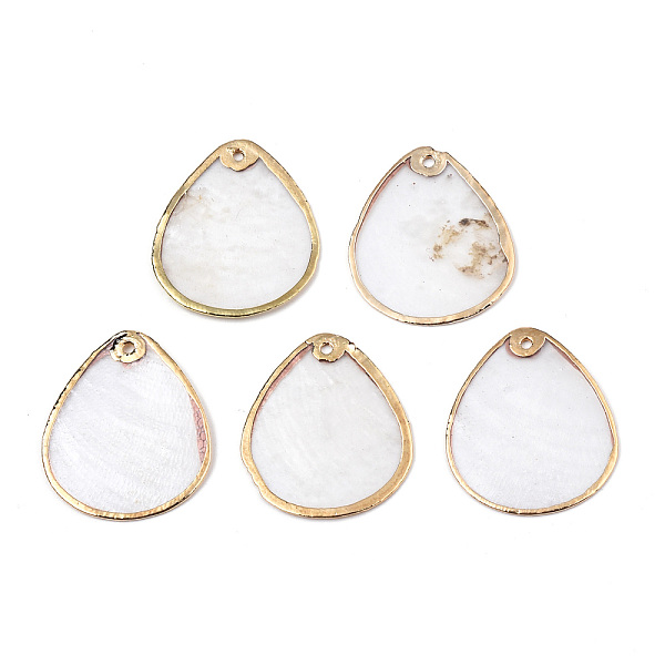 

PandaHall Natural Capiz Shell Pendants, with Light Gold Plated Brass Edge, Teadrdrop, 28~29x23~23.5x0.5~1mm, Hole: 1.4mm Capiz Shell...