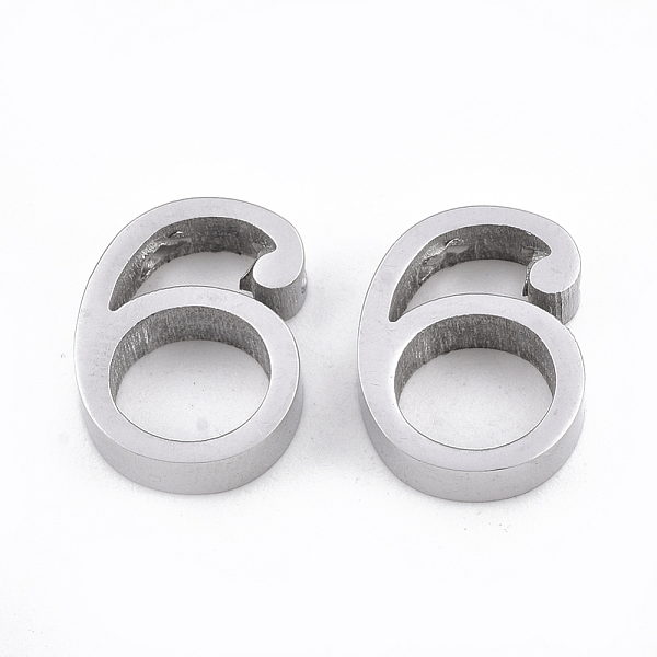 

PandaHall 304 Stainless Steel Pendants, Number, Stainless Steel Color, Num.6, 13x10x3mm, Hole: 1.8mm 304 Stainless Steel Number
