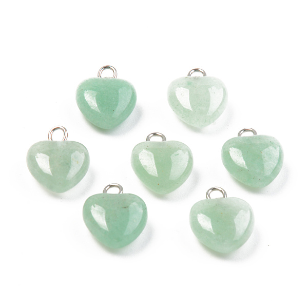

PandaHall Natural Green Aventurine Charms, with Platinum Brass Peg Bail, Heart, 13.5~14.5x10.5x5mm, Hole: 1.8mm Green Aventurine Heart