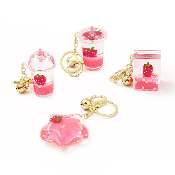 

PandaHall Acrylic Keychain, with Zinc Alloy Lobster Claw Clasps, Iron Key Ring and Brass Bell, Mixed Shapes, Pink, 10~11.5cm Acrylic Mixed...