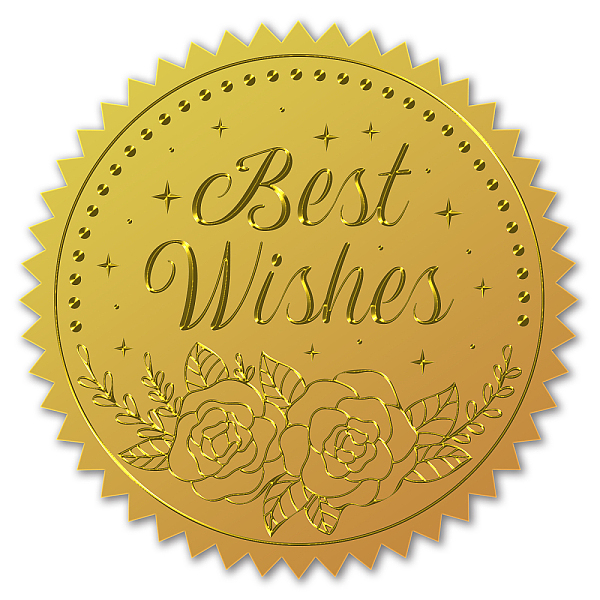 

PandaHall Self Adhesive Gold Foil Embossed Stickers, Medal Decoration Sticker, Rose Pattern, 5x5cm Metal Flower Gold