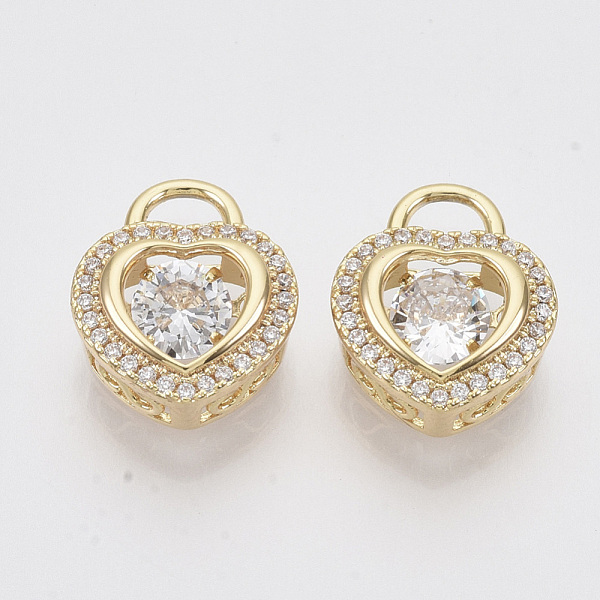 

PandaHall Brass Micro Pave Clear Cubic Zirconia Charms, Nickel Free, Heart, Real 18K Gold Plated, 14.5x11.5x5.5mm, Hole: 4x3mm Brass+Cubic...