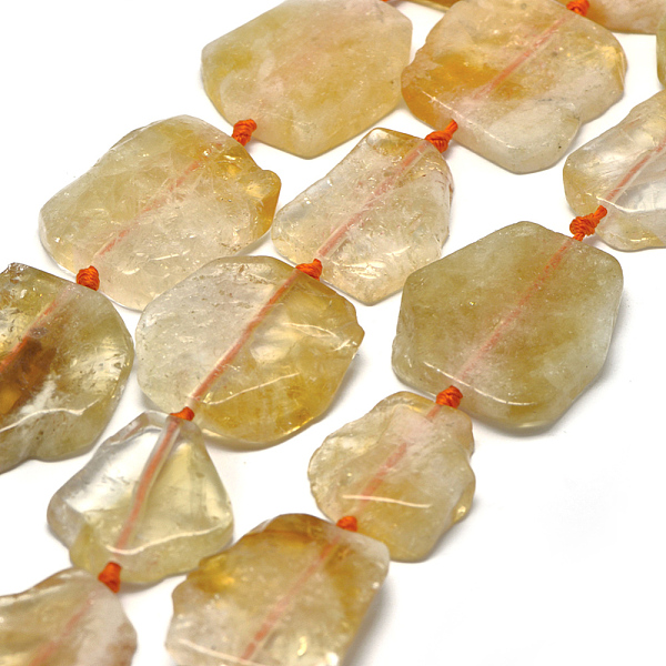 

PandaHall Natural Citrine Beads Strands, Flat Slab Beads, Nuggets, 29~42x25~34x6~8mm, Hole: 2mm, about 9~10pcs/strand, 15.7 inch(40cm)...
