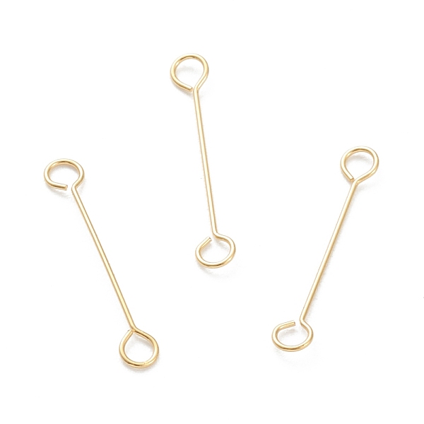 

PandaHall 316 Surgical Stainless Steel Eye Pins, Double Sided Eye Pins, Real 18K Gold Plated, 15x2.5x0.4mm, Hole: 1.5mm 316 Surgical...