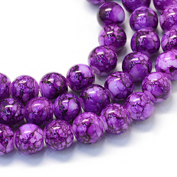

PandaHall Baking Painted Glass Beads Strands, Round, Dark Orchid, 8.5~9mm, Hole: 1.5mm, about 105pcs/strand Glass Round Purple