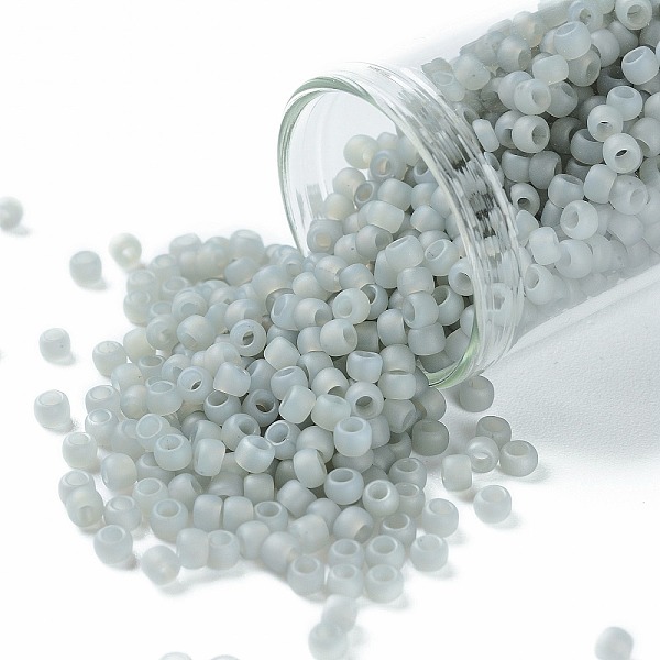 

PandaHall TOHO Round Seed Beads, Japanese Seed Beads, Frosted, (150F) Ceylon Frost Smoke, 8/0, 3mm, Hole: 1mm, about 1110pcs/50g Glass Gray