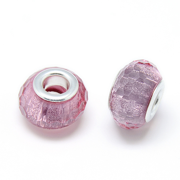 

PandaHall Resin European Beads, Large Hole Beads, with Silver Color Plated Brass Cores, Faceted, Rondelle, Large Hole Beads, Plum..., Purple