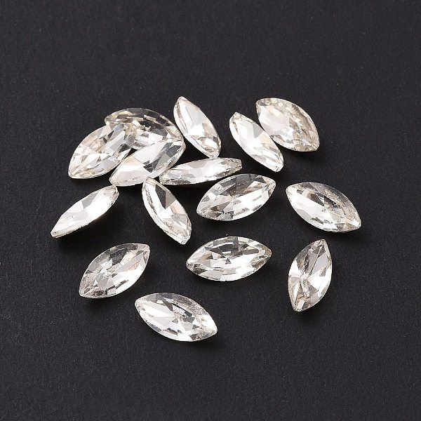

PandaHall Glass Rhinestone Cabochons, Pointed Back & Silver Back Plated, Horse Eye, Crystal, 8x4x2.5mm Glass Rhinestone Horse Eye Clear