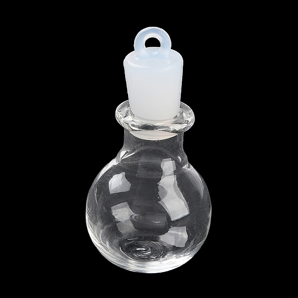 

PandaHall Clear Glass Wishing Bottle Pendants, with Plastic Seal Plug, Round, 35x17.3mm, Hole: 2mm Glass Round Clear