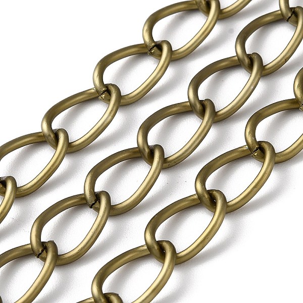 

PandaHall Oxidation Aluminum Curb Chains, Unwelded, with Spool, Antique Bronze, 15x9.5x2mm, about 114.83 Feet(35m)/Roll Aluminum