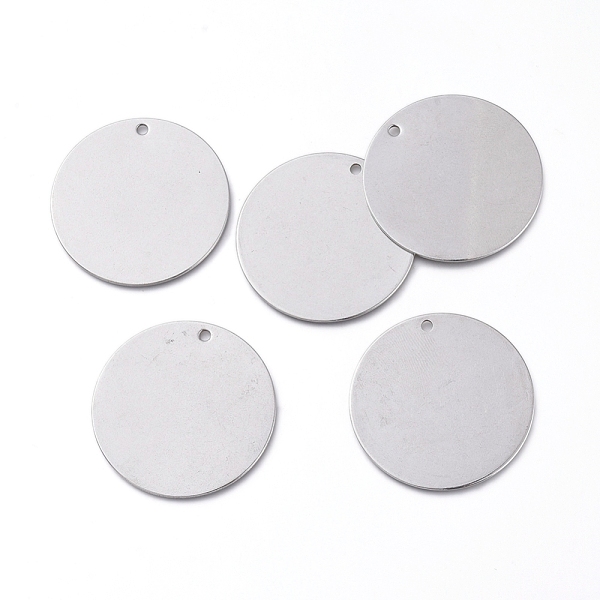 

PandaHall 304 Stainless Steel Pendants, Stamping Blank Tag, Lacer Cut, Flat Round, Stainless Steel Color, 40x1mm, Hole: 2mm 304 Stainless...