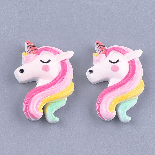 

PandaHall Resin Cabochons, Unicorn, Colorful, 29x20x6mm Resin Unicorn