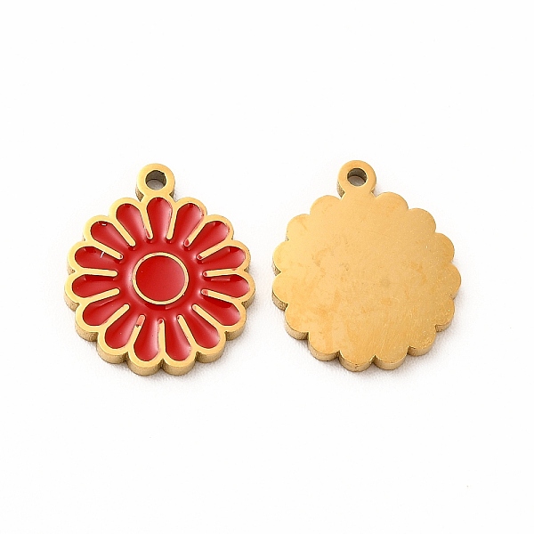 

PandaHall Ion Plating(IP) 304 Stainless Steel Enamel Charms, Daisy, Red, 14x12x1mm, Hole: 1.2mm Alloy+Enamel Flower Red