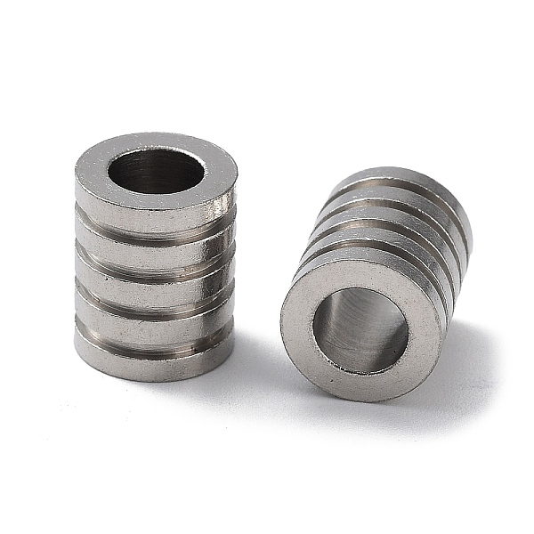 

PandaHall 303 Stainless Steel Beads, Large Hole Beads, Grooved Column, Stainless Steel Color, 12x10mm, Hole: 6mm 303 Stainless Steel Column