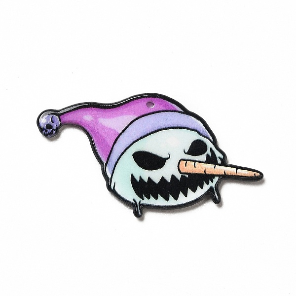 

PandaHall Christmas Printed Acrylic Pendants, with Skull Pattern Charm, Snowman Pattern, 27x49x2.2mm, Hole: 1.6mm Acrylic Snowman Purple