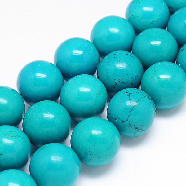 

PandaHall Natural Magnesite Round Bead Strands, Dyed & Heated, Medium Turquoise, 25mm, Hole: 2mm, about 16pcs/strand, 15.55 inch Magnesite..., Cyan