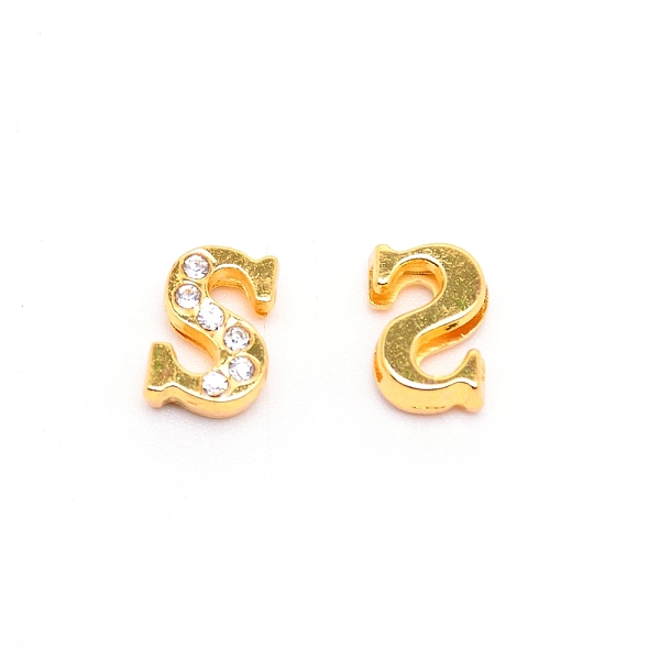 

PandaHall Alloy Slide Charms, with Crystal Rhinestone and Initial Letter A~Z, Letter.S, S: 11.5x8x4mm, Hole: 1.5x8mm Alloy+Rhinestone Letter...