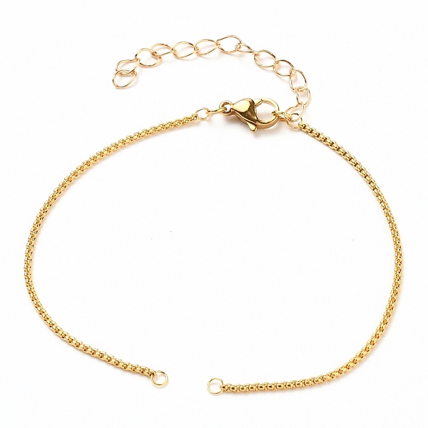 

PandaHall 304 Stainless Steel Box Chains/Venice Chains Bracelets Making, with Lobster Claw Clasps and Cable Chain Extension Chain, Golden...