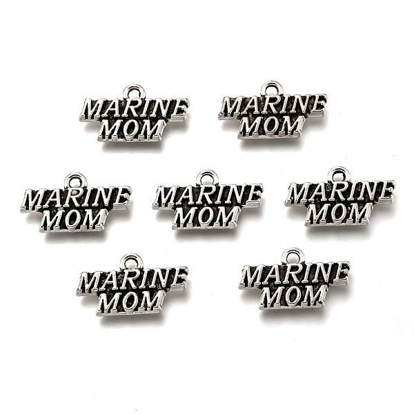 

PandaHall Mother's Day Theme, Tibetan Style Alloy Pendants, with Word Marine Mom, Cadmium Free & Lead Free, Antique Silver, 11x19x2.5mm...