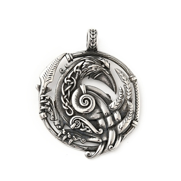 

PandaHall 304 Stainless Steel Pendants, Punk Odin Hollow Crow, Antique Silver, 47.5x38x7mm, Hole: 5.5x4.5mm 304 Stainless Steel Others