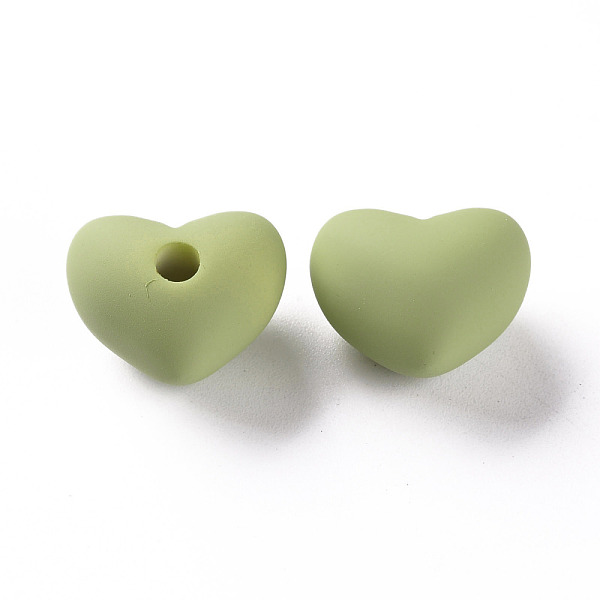 

PandaHall Acrylic Beads, Rubberized Style, Half Drilled Beads, Heart, Yellow Green, 14.5x18.5x13.5mm, Hole: 3.5mm Acrylic Heart