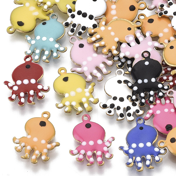 

PandaHall Alloy Enamel Charms, Enamelled Sequins, Octopus, Mixed Color, 14x11x1.5mm, Hole: 1mm Alloy+Enamel Other Animal Multicolor