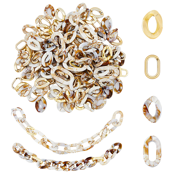 

PandaHall SUPERFINDINGS 200Pcs 4 Styles Acrylic and CCB Plastic Linking Rings Oval Link and Twist Chain Connectors Lightweight Link..., Multicolor