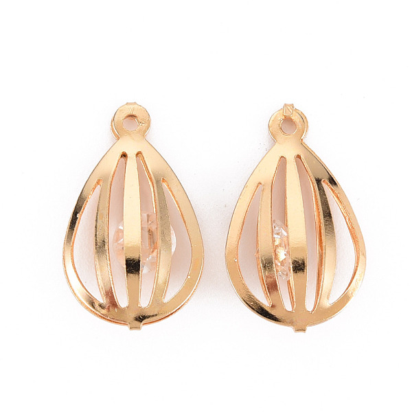 

PandaHall Rack Plating Eco-Friendly Iron Pendants, with Crystal Rhinestone, Cadmium Free & Nickel Free & Lead Free, Teardrop, Light Gold..., Clear
