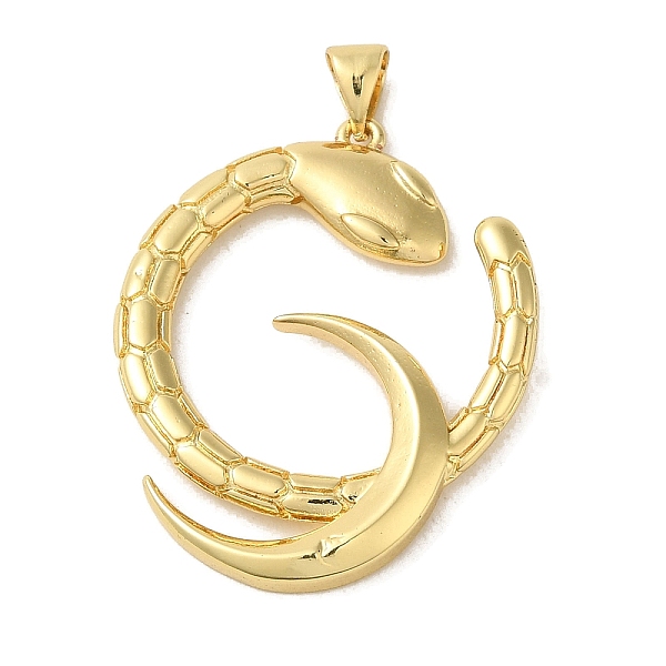 

PandaHall Brass Pendants, Real 18K Gold Plated, Snake, Moon, 33.5x27x3mm, Hole: 3.4x4.5mm Brass Moon
