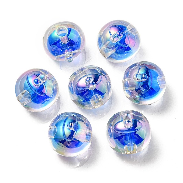 

PandaHall UV Plating Rainbow Iridescent Acrylic Beads, Two Tone Bead in Bead, Fruit, Blue, 16x15.5x16.5mm, Hole: 3.5mm Acrylic Fruit Blue