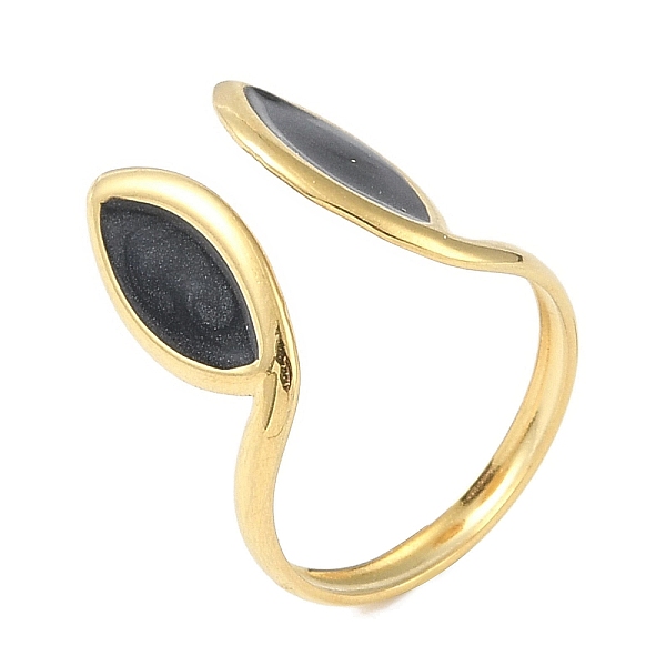 

PandaHall Ion Plating(IP) 304 Stainless Steel Enamel Horse Eye Open Cuff Rings for Women, Real 18K Gold Plated, US Size 7 1/4(17.5mm) 304..., Black