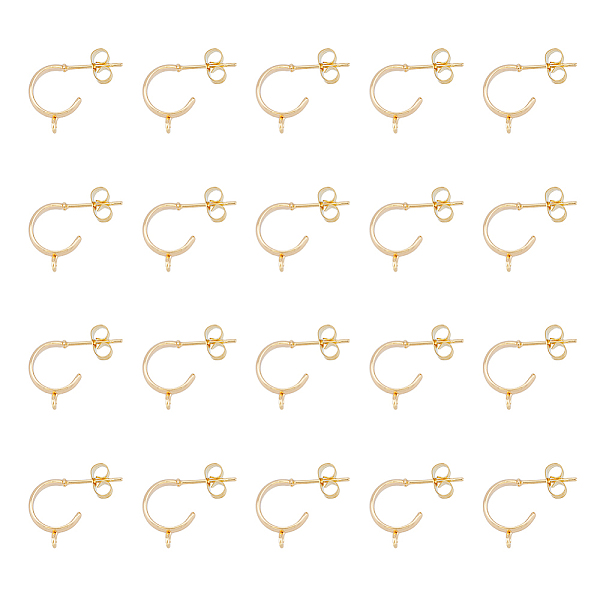 

PandaHall HOBBIESAY 20Pcs Gold Plated Earrings Bend The Hook Hoop Ear Line Half Ring Round Stud with Horizontal Loops and Steel Pins for...