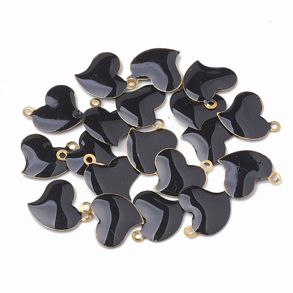 

PandaHall Brass Charms, Enamelled Sequins, Raw(Unplated), Heart, Black, 10x11x1.5mm, Hole: 1mm Brass+Enamel Heart Black