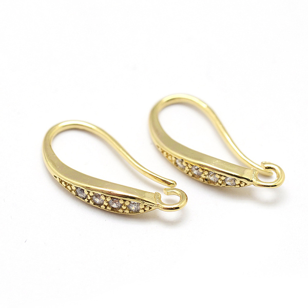 

PandaHall Brass Micro Pave Cubic Zirconia Earring Hooks, with Horizontal Loop, Lead Free & Nickel Free & Cadmium Free, Real 18K Gold Plated...