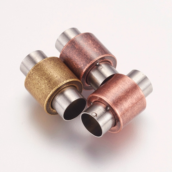 

PandaHall 304 Stainless Steel Magnetic Clasps with Glue-in Ends, Column, Mixed Color, 16x10mm, Hole: 6mm 304 Stainless Steel Column