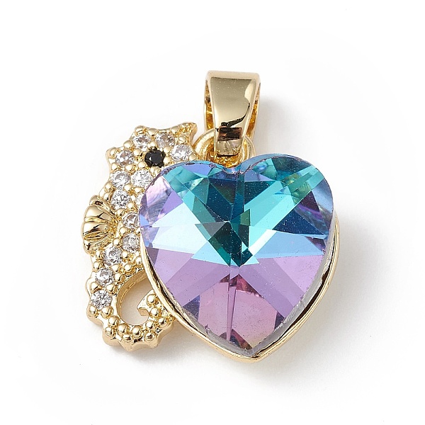 

PandaHall Real 18K Gold Plated Rack Plating Brass Micro Pave Cubic Zirconia Pendants, with Glass, Long-Lasting Plated, Cadmium Free & Lead...
