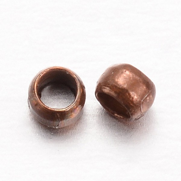 

PandaHall Rondelle Brass Crimp Beads, Red Copper, 2x1mm, Hole: 1mm, about 10000pcs/100g Brass Rondelle