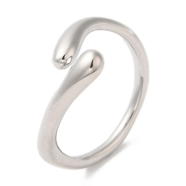 PandaHall Brass Snake Open Cuff Rings for Women, Real Platinum Plated, Inner Diameter: 18mm Brass Snake
