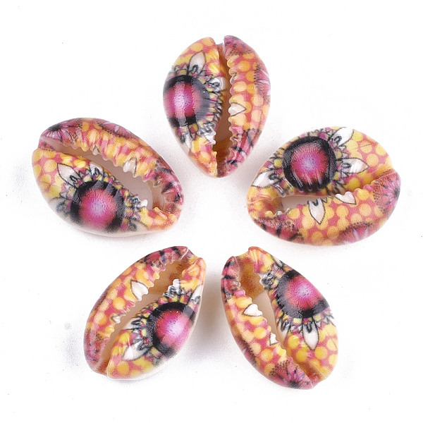Printed Cowrie Shell Beads