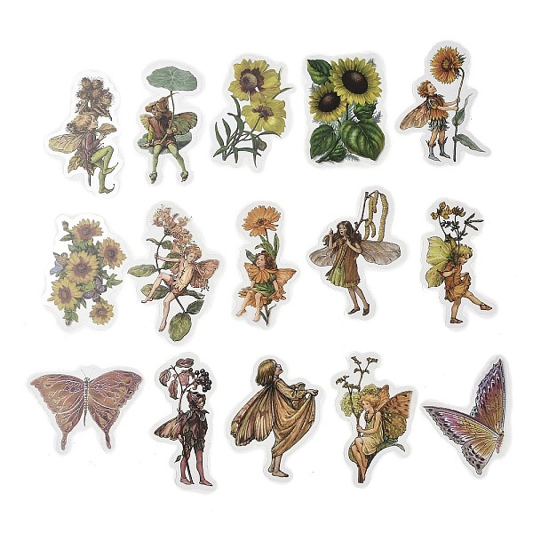 

PandaHall 45Pcs Flower Fairy PET Adhesive Waterproof Stickers, for DIY Photo Album Diary Scrapbook Decoration, Dark Goldenrod...