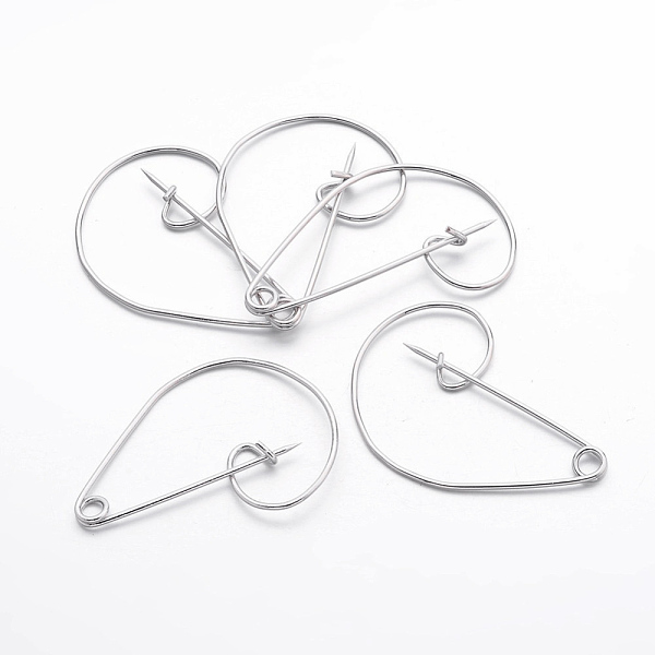 

PandaHall Brass Brooch Pins, Platinum Plated, Nickel Free, Brooch, about 30~31mm wide, 47mm long, 1mm thick Iron