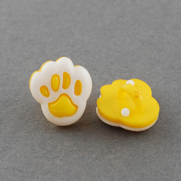 

PandaHall Acrylic Shank Buttons, 1-Hole, Dyed, Paw, Gold & White, 13x12x8mm, Hole: 4x2mm Acrylic Others Gold